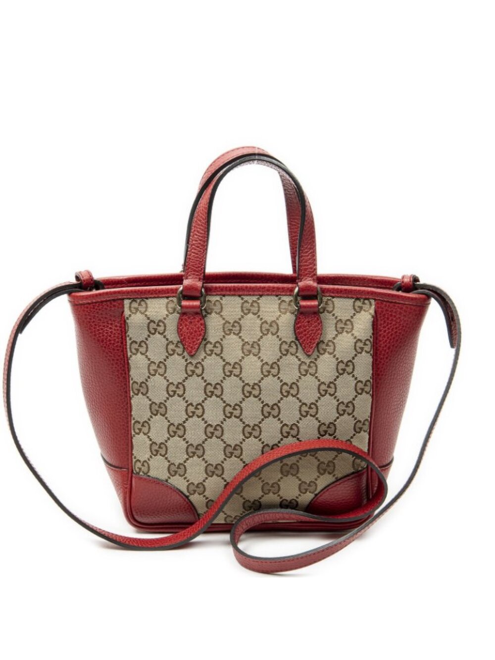 Gucci Small Bree Tote Red Beige GG Canvas - Picture 5 of 10